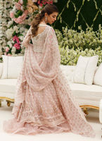 Pakistani Sea Shell Pink Embroidered Organza Lehenga Set (3-Piece) - Image 6
