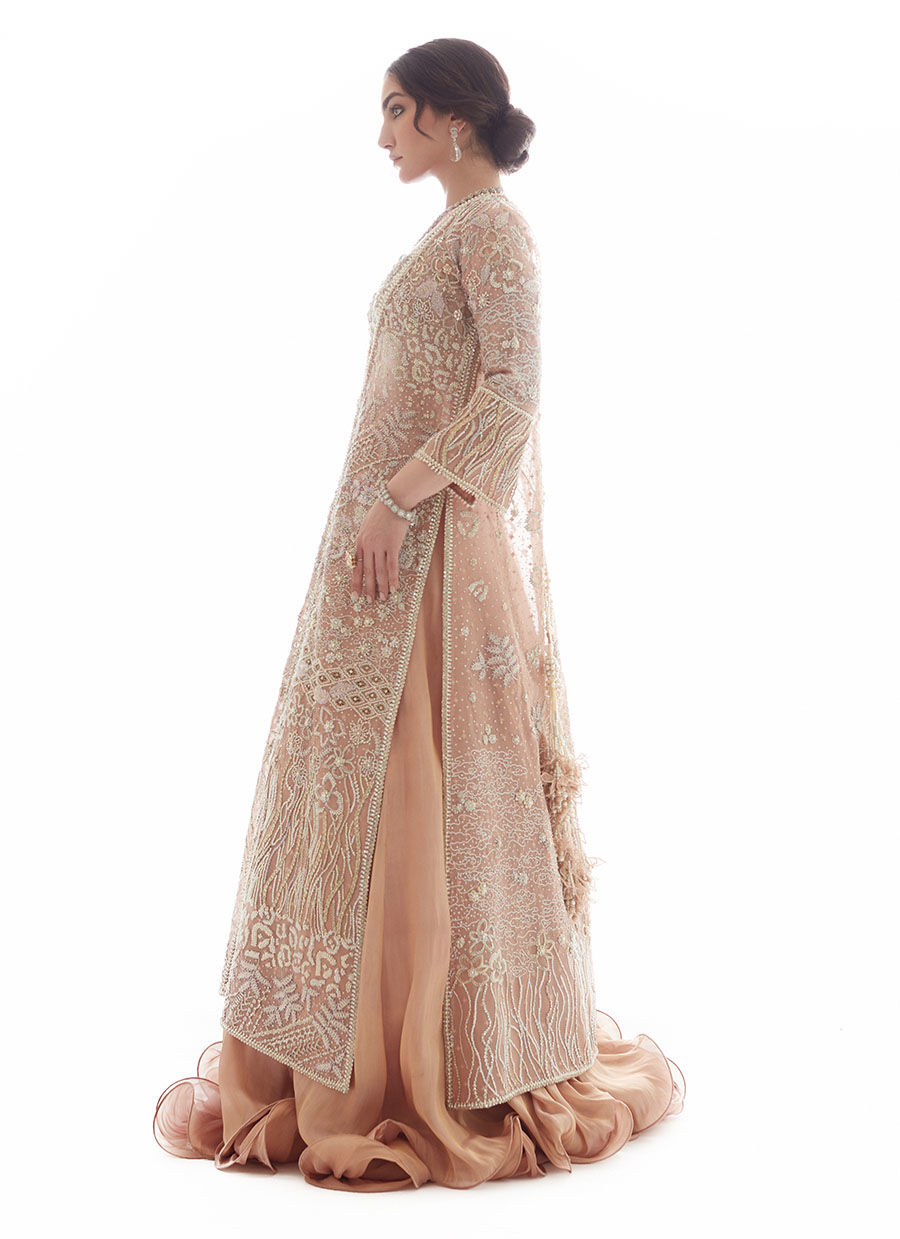 Chai Pink Embellished Organza Jacket & Tissue Skirt (2-Piece) - Image 6