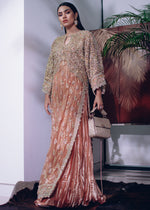 Coral Embellished Organza & Tissue Lehenga (3-Piece) - Image 2