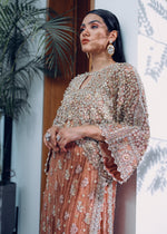 Coral Embellished Organza & Tissue Lehenga (3-Piece) - Image 3