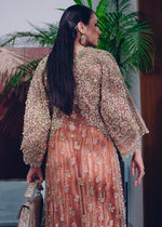 Coral Embellished Organza & Tissue Lehenga (3-Piece) - Image 4