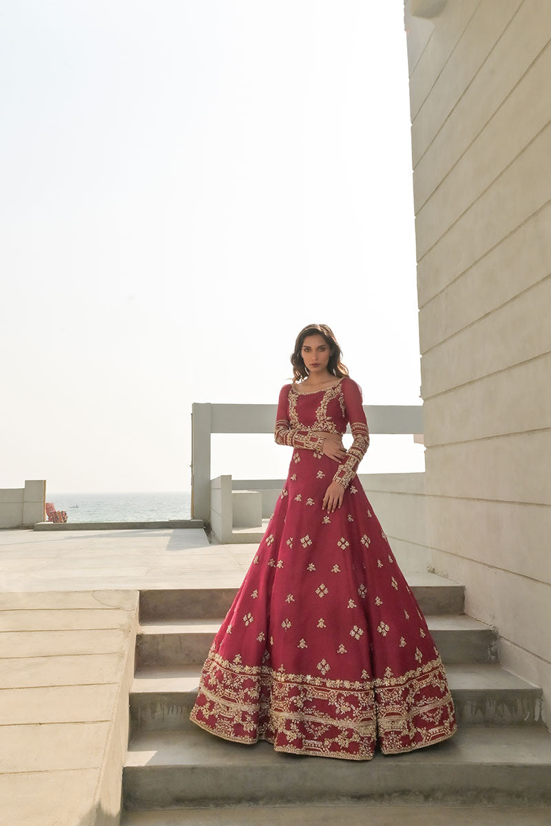 Hot Pink Zardozi Organza Silk Lehenga Choli (2-Piece) - Image 1
