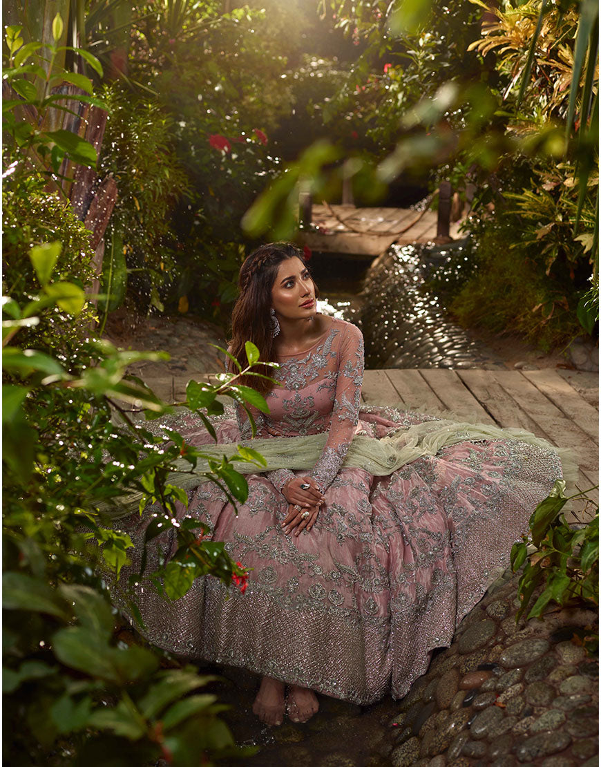 Blush Pink Embellished Organza & Net Lehenga Choli (3-Piece) - Image 2