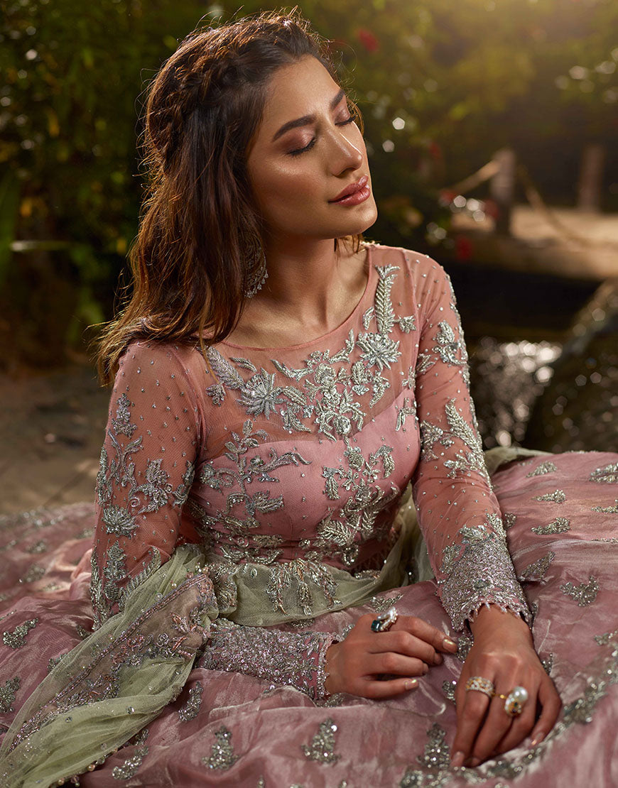 Blush Pink Embellished Organza & Net Lehenga Choli (3-Piece) - Image 3