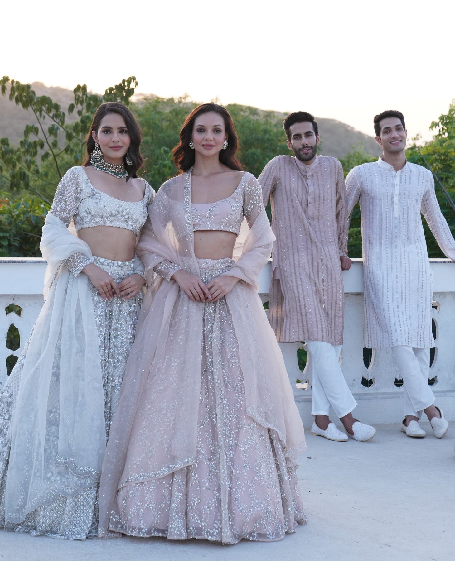 Blush Pink Sitara Organza Lehenga Set (3-Piece) - Image 3