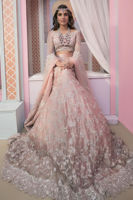 Blush Pink Embellished Organza Bridal Lehenga Choli (3-Piece) - Image 5