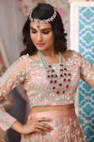 Blush Pink Embellished Organza Bridal Lehenga Choli (3-Piece) - Image 7