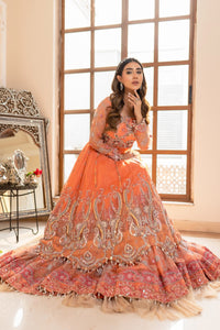 Pakistani Peach Swarovski Zari Organza Lehenga Set (3-Piece) - Image 5