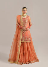 Peach Embroidered Organza Lehenga Set (3-Piece) - Image 2
