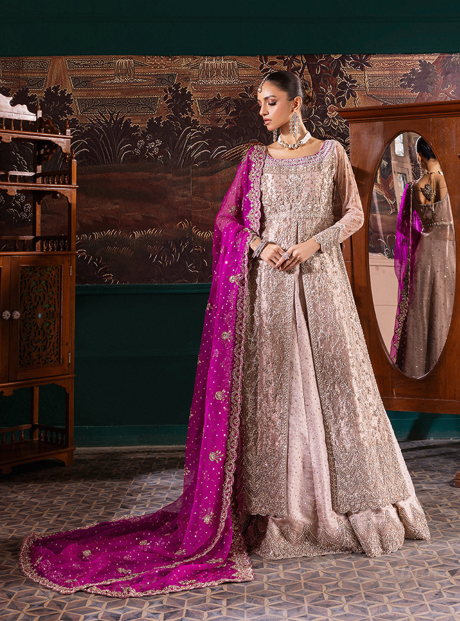 Blush Pink Zardozi Organza Bridal Lehenga (3-Piece) - Image 1