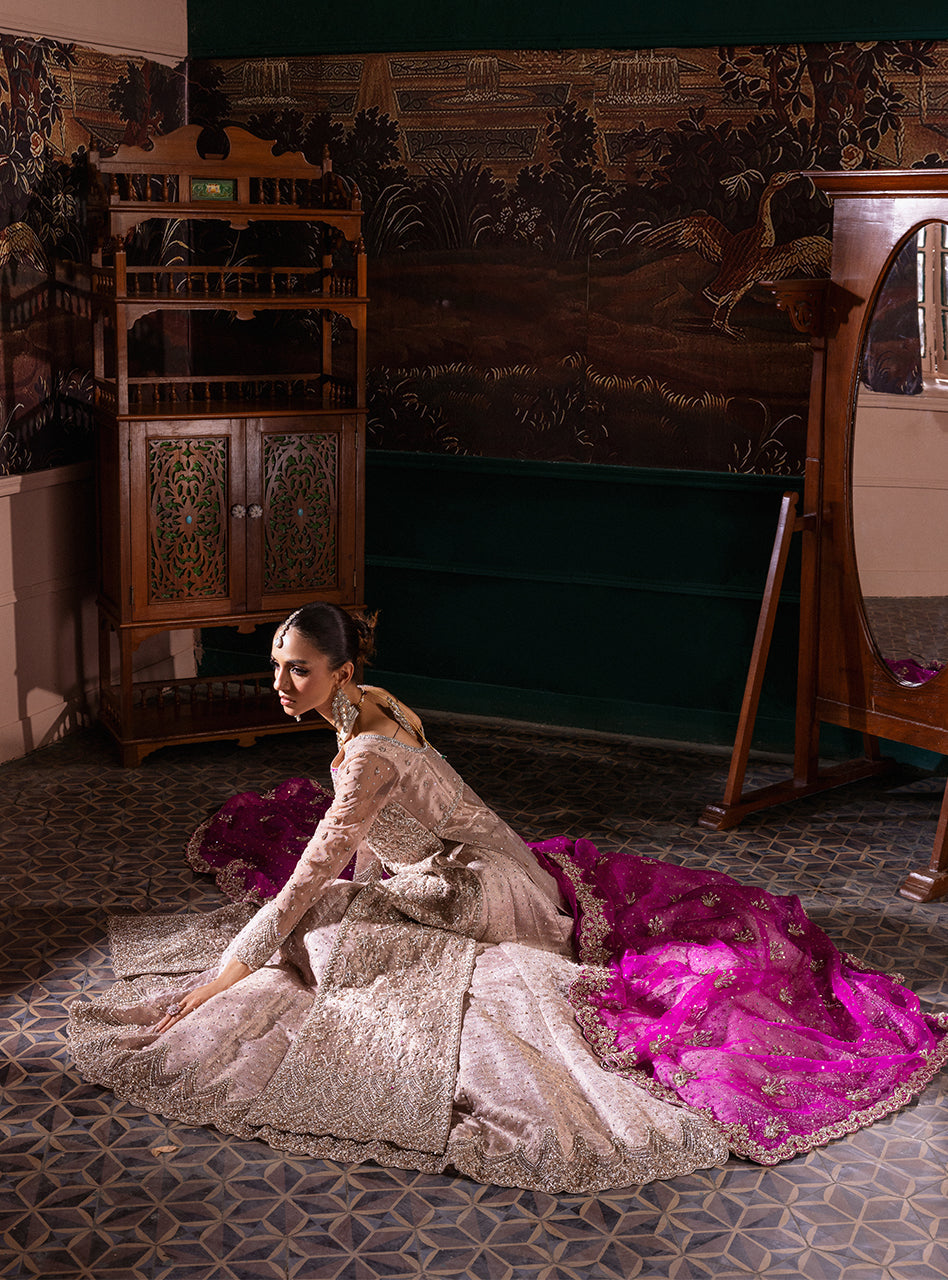 Blush Pink Zardozi Organza Bridal Lehenga (3-Piece) - Image 13