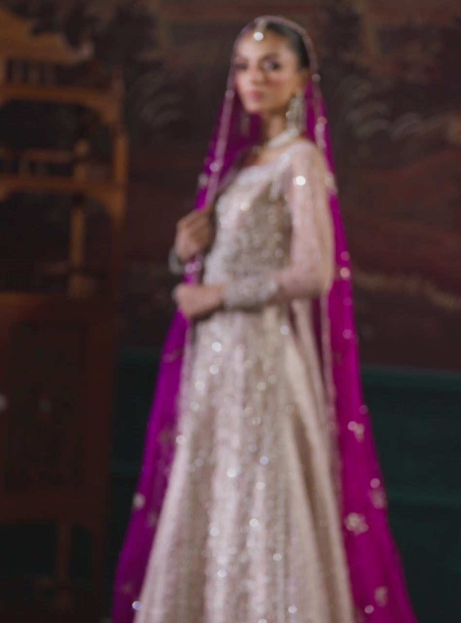 Blush Pink Zardozi Organza Bridal Lehenga (3-Piece) - Image 16