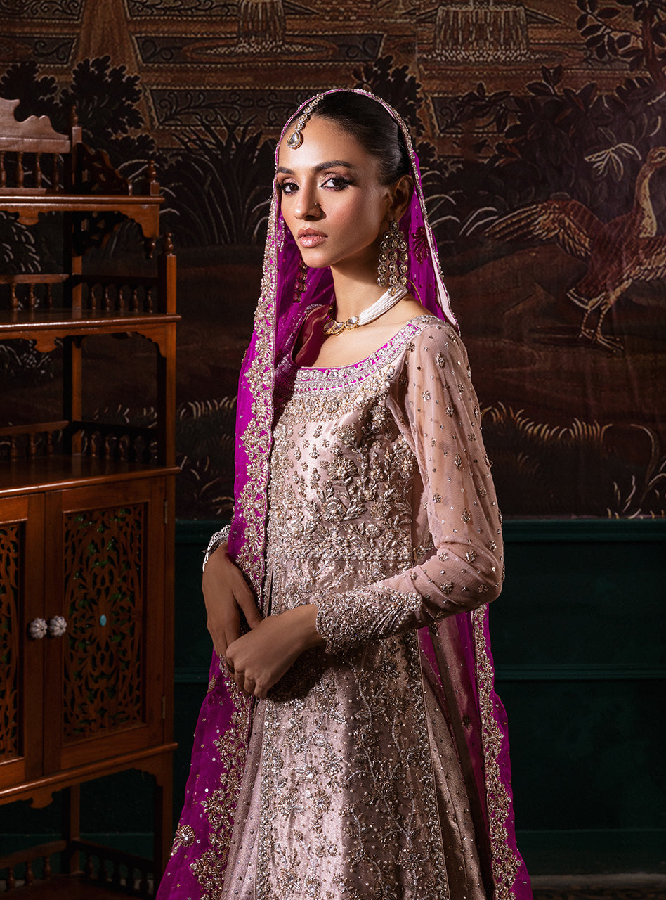 Blush Pink Zardozi Organza Bridal Lehenga (3-Piece) - Image 7