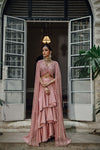 Pakistani Blush Pink Embellished Raw Silk Lehenga (3-Piece) - Image 2