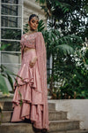 Pakistani Blush Pink Embellished Raw Silk Lehenga (3-Piece) - Image 3