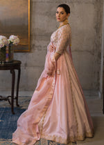 Pakistani Pink Block Printed Raw Silk Lehenga Set (3-Piece) - Image 3