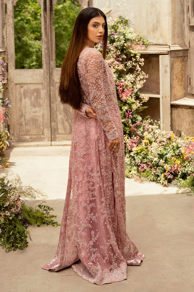 Pakistani Mauve Pink Embellished Silk Lehenga (3-Piece) - Image 3