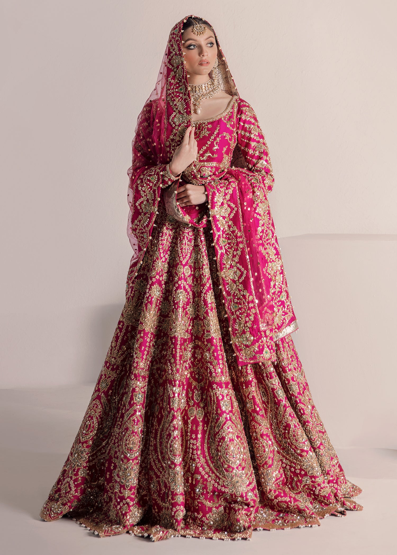 Pink Embellished Raw Silk Lehenga Set (3-Piece) - Image 1