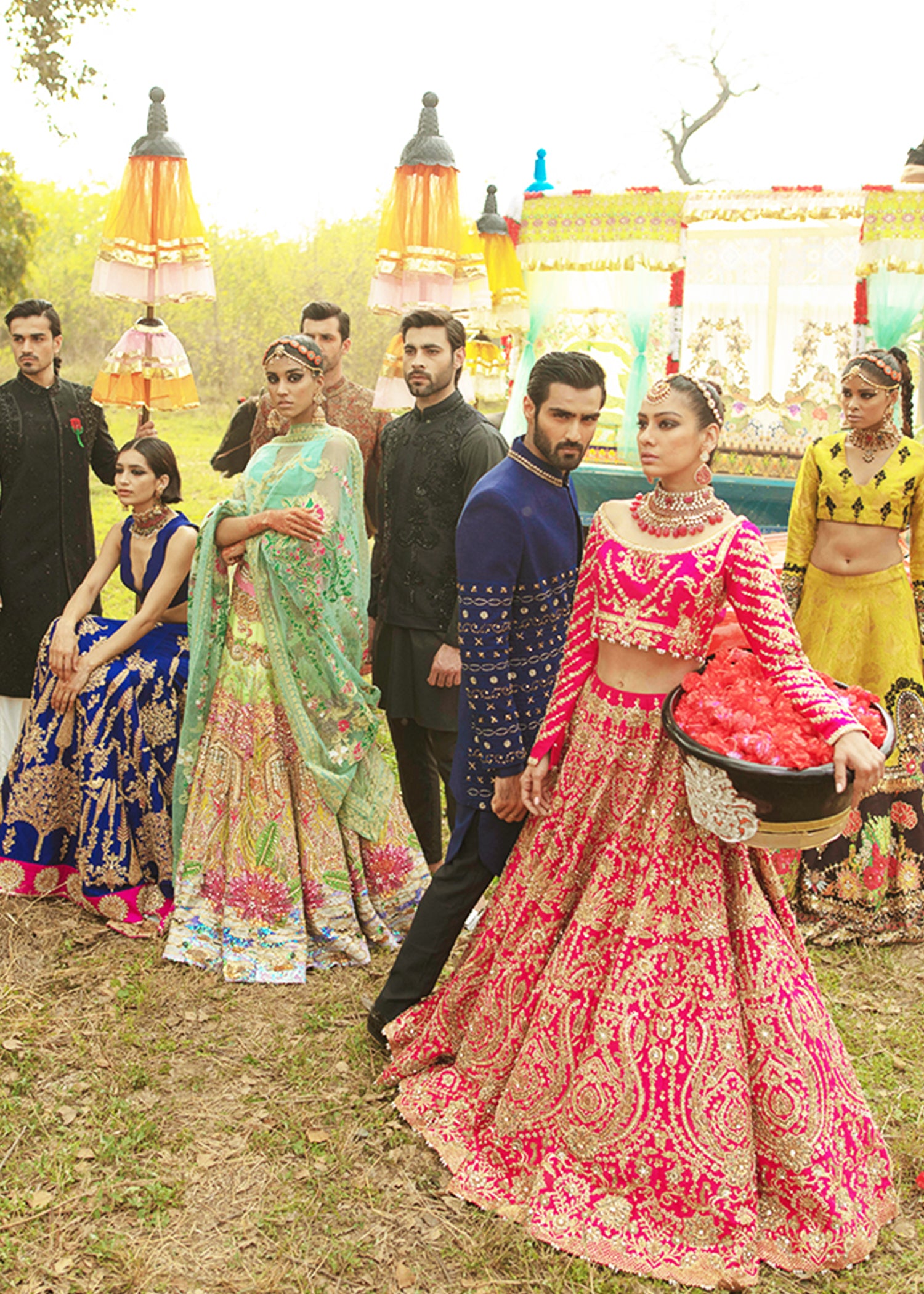 Pink Embellished Raw Silk Lehenga Set (3-Piece) - Image 8