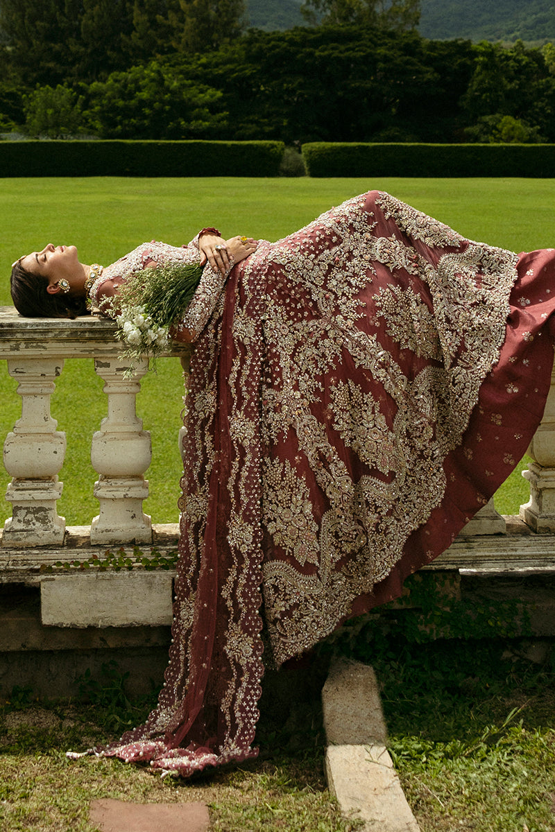 Tea Pink Embellished Net & Silk Bridal Lehenga (3-Piece) - Image 6