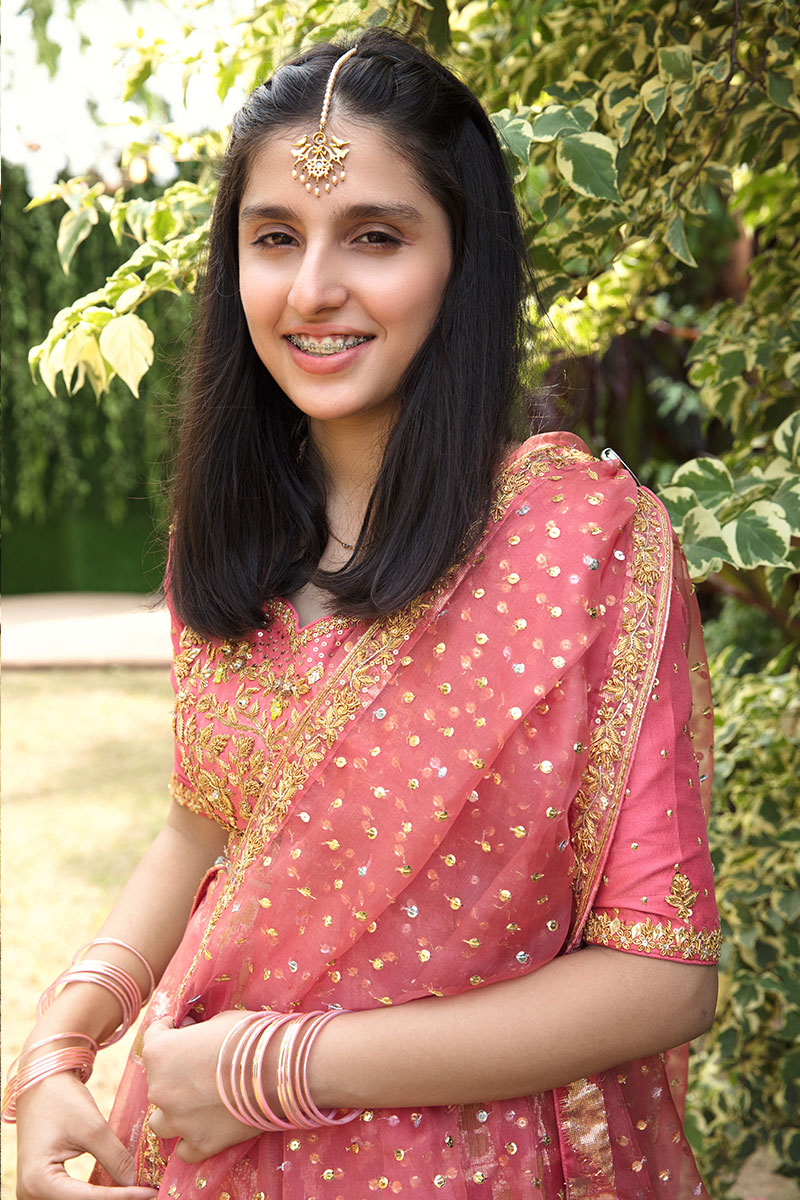 Begonia Pink Embroidered Raw Silk Lehenga (3-Piece) - Image 2