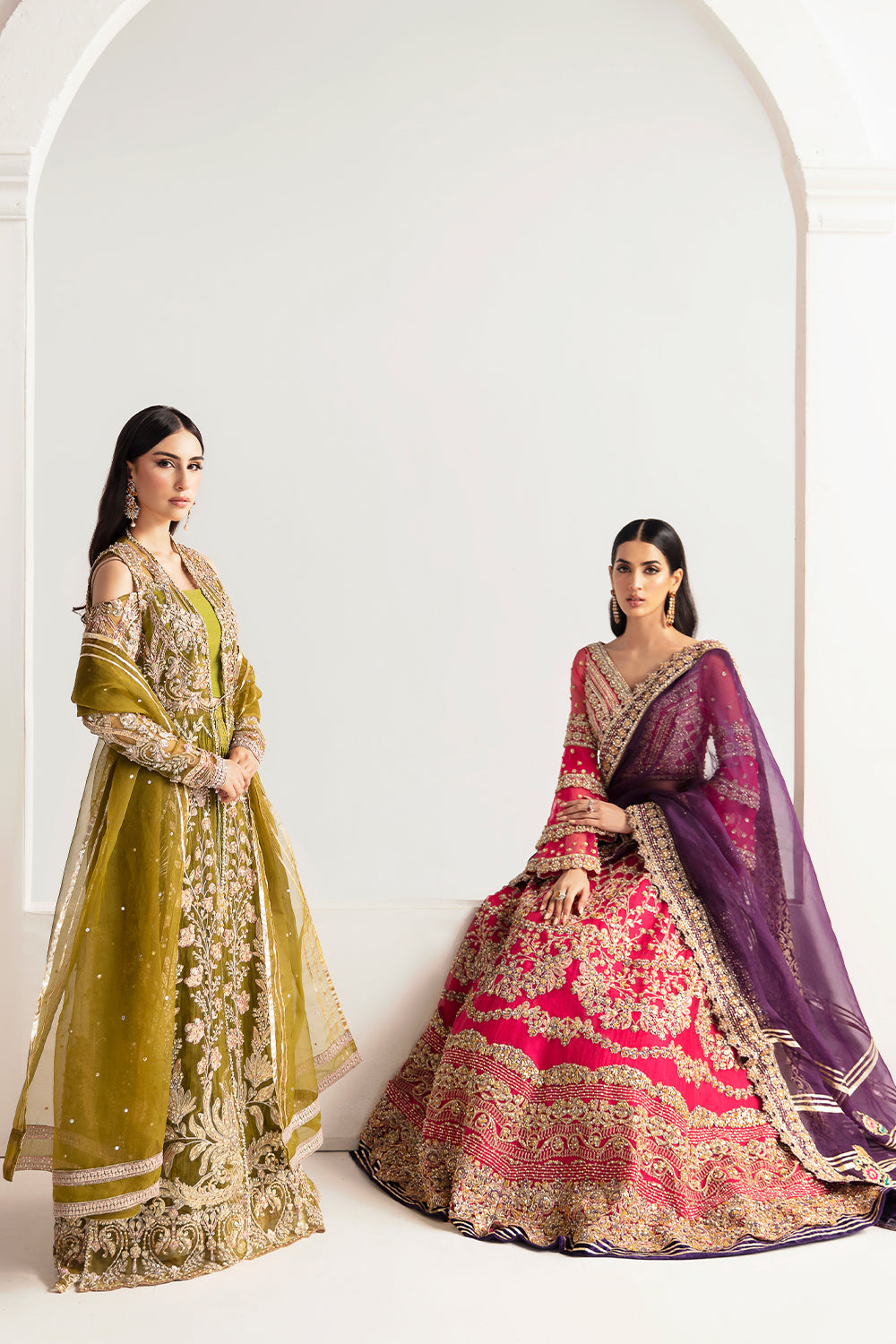 Pakistani Hot Pink Hand-Embellished Organza & Raw Silk Lehenga Choli (3-Piece) - Image 7