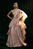 Pakistani Nude Pink Embellished Raw Silk Lehnga Ruffled Saree (2-Piece) - Image 4