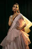 Pakistani Nude Pink Embellished Raw Silk Lehnga Ruffled Saree (2-Piece) - Image 5