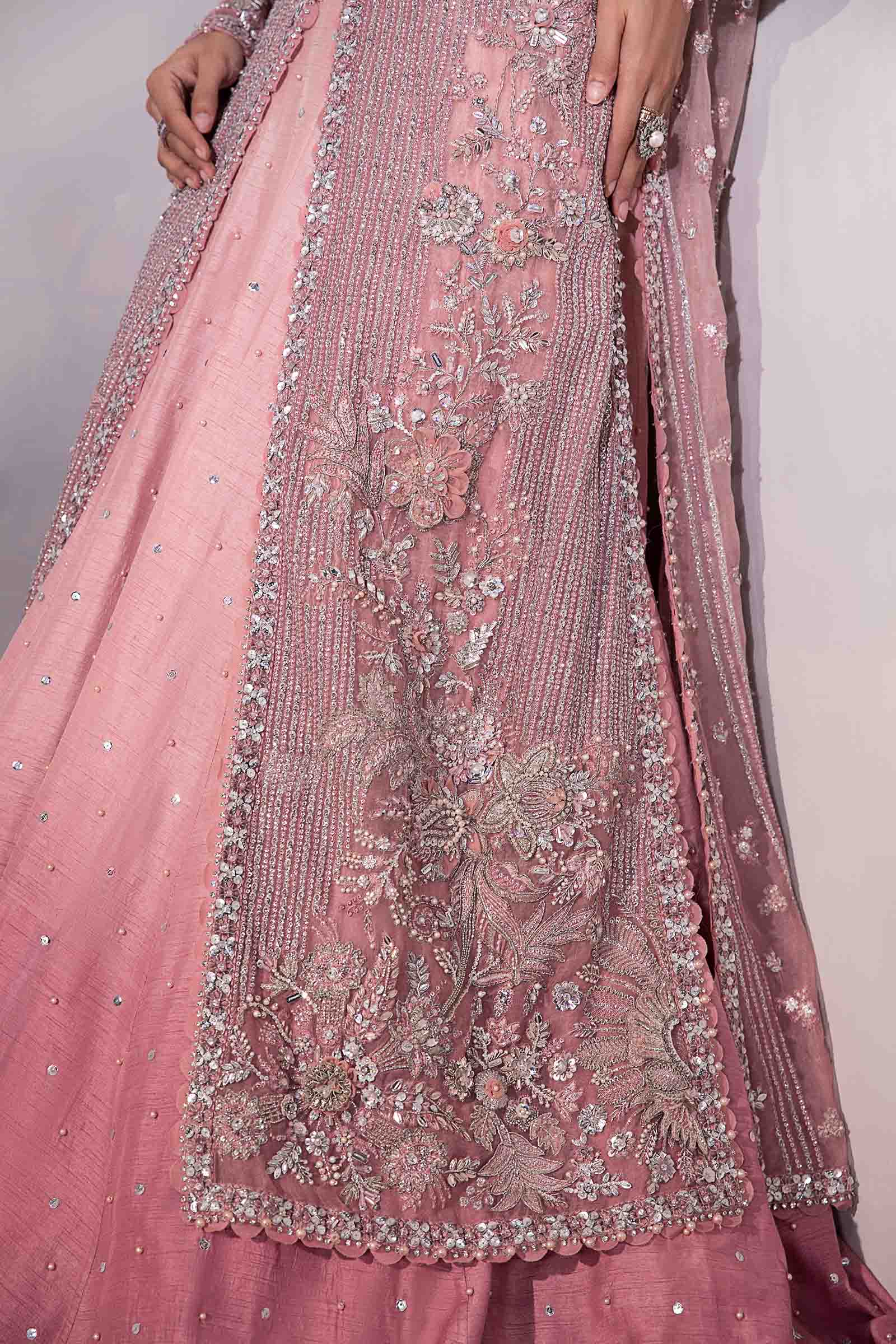 Blush Pink Embroidered Organza & Raw Silk Lehenga (3-Piece) - Image 10