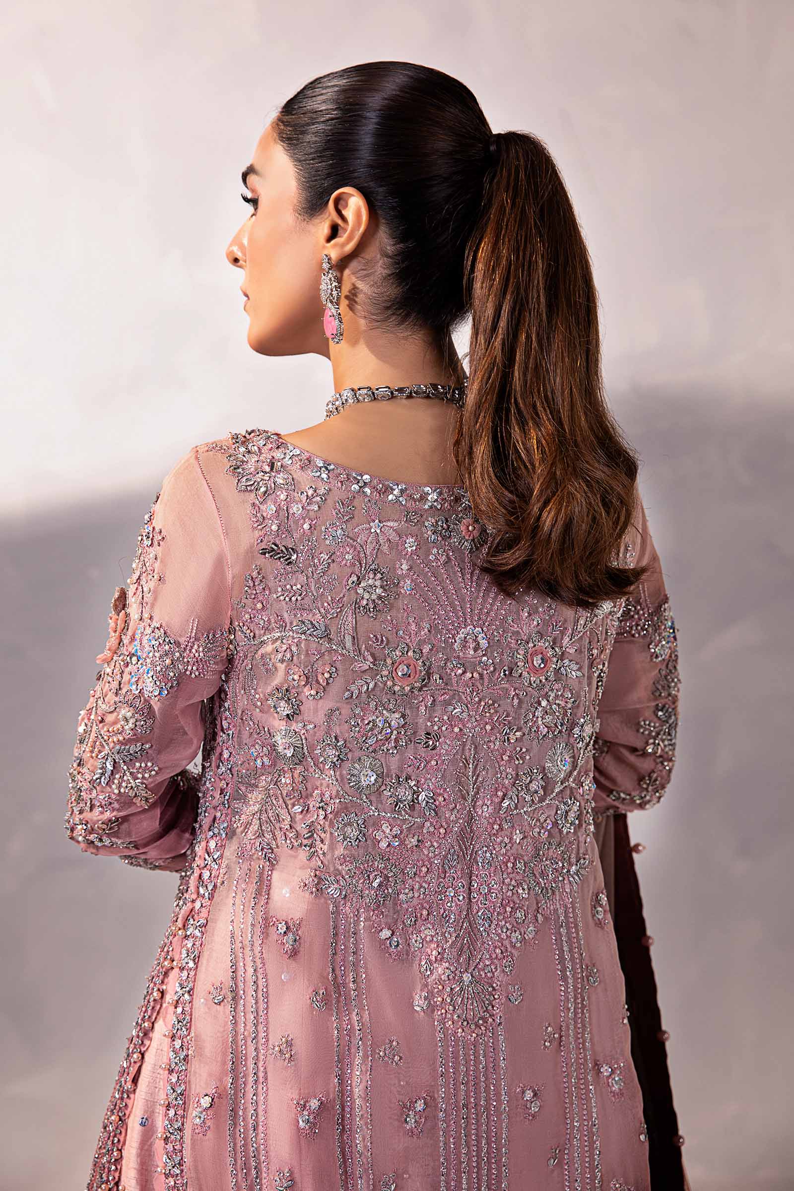Blush Pink Embroidered Organza & Raw Silk Lehenga (3-Piece) - Image 11