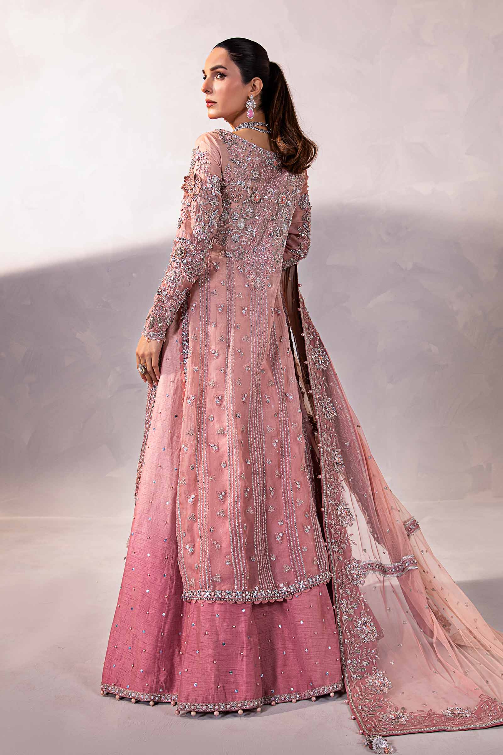Blush Pink Embroidered Organza & Raw Silk Lehenga (3-Piece) - Image 12