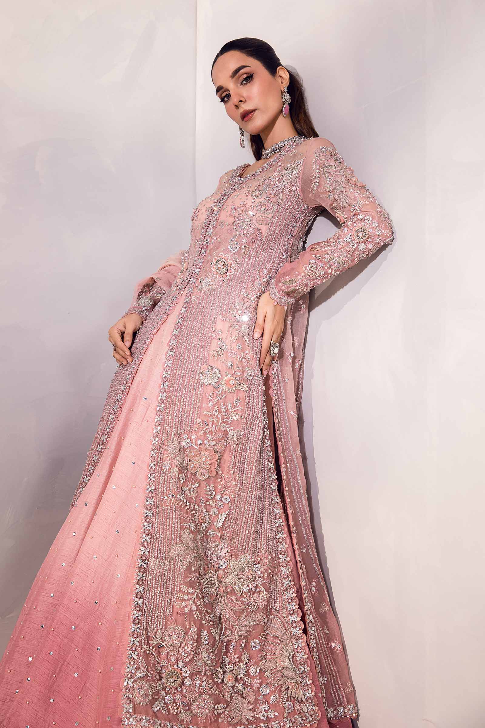 Blush Pink Embroidered Organza & Raw Silk Lehenga (3-Piece) - Image 5