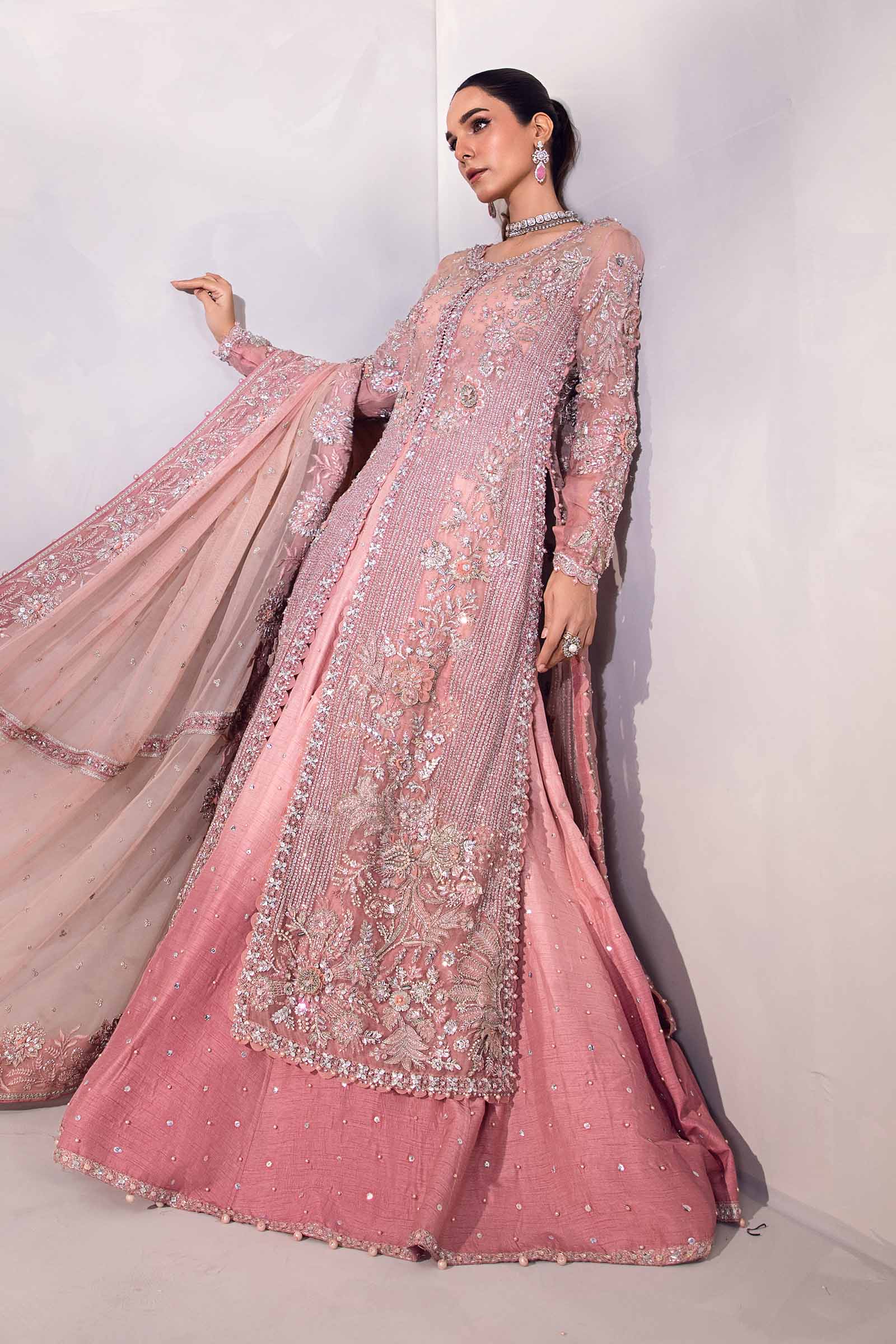 Blush Pink Embroidered Organza & Raw Silk Lehenga (3-Piece) - Image 6