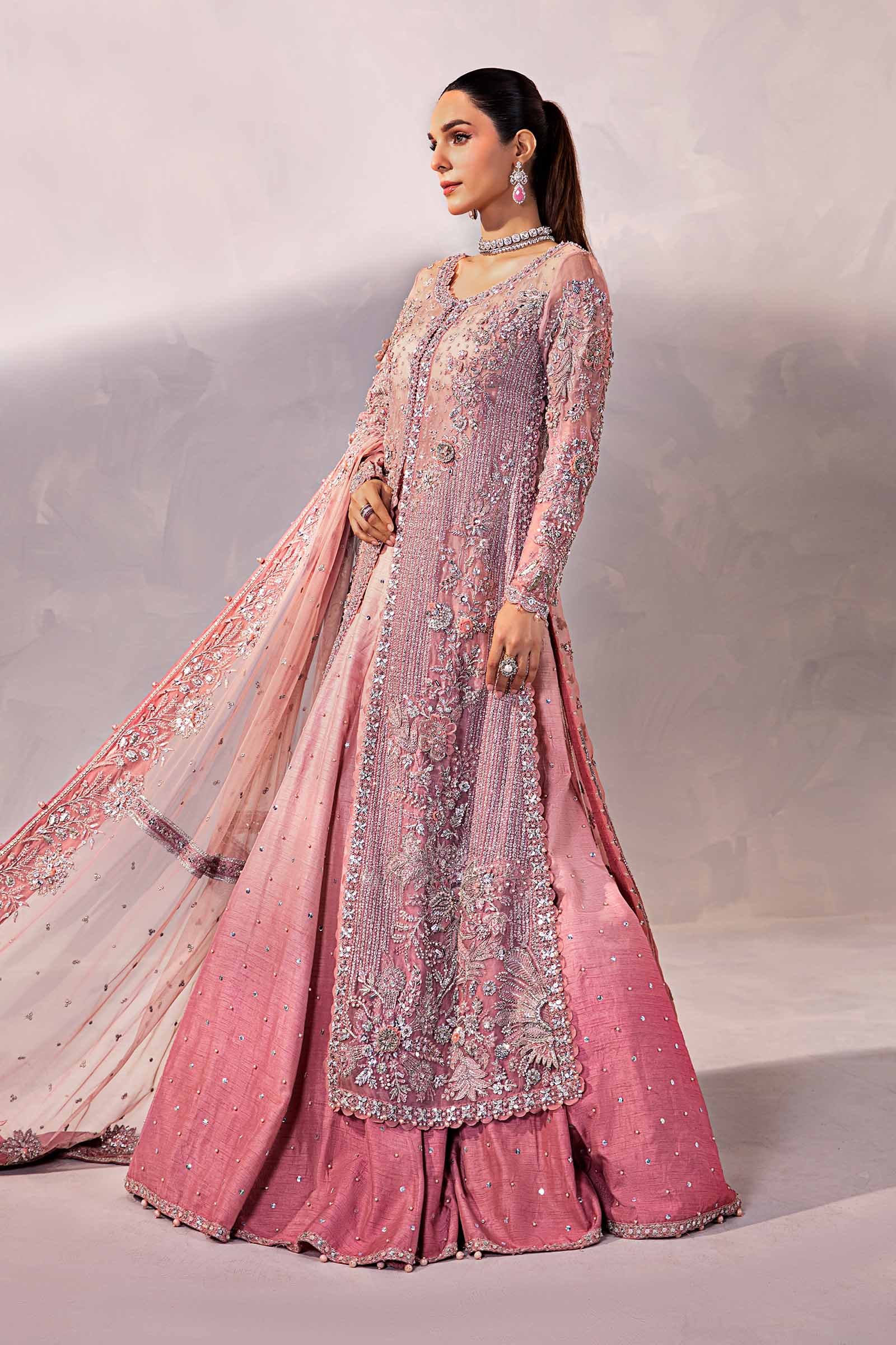 Blush Pink Embroidered Organza & Raw Silk Lehenga (3-Piece) - Image 7