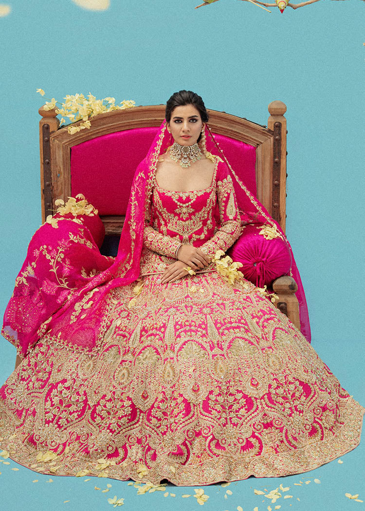 Pink Embroidered Pure Raw Silk Lehnga Choli (3-Piece) - Image 5