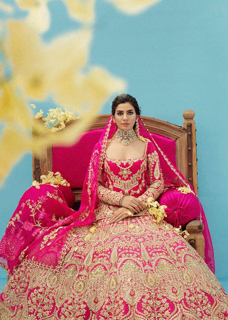 Pink Embroidered Pure Raw Silk Lehnga Choli (3-Piece) - Image 6