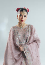 Lavender Pink Embroidered Korean Raw Silk Lehenga (3-Piece) - Image 3