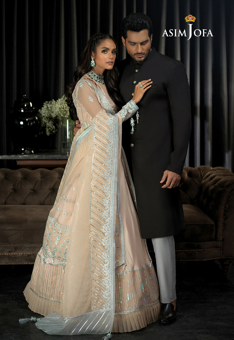 Pakistani Buff Pink Embroidered Organza Kalidaar Dress (3-Piece) - Image 4