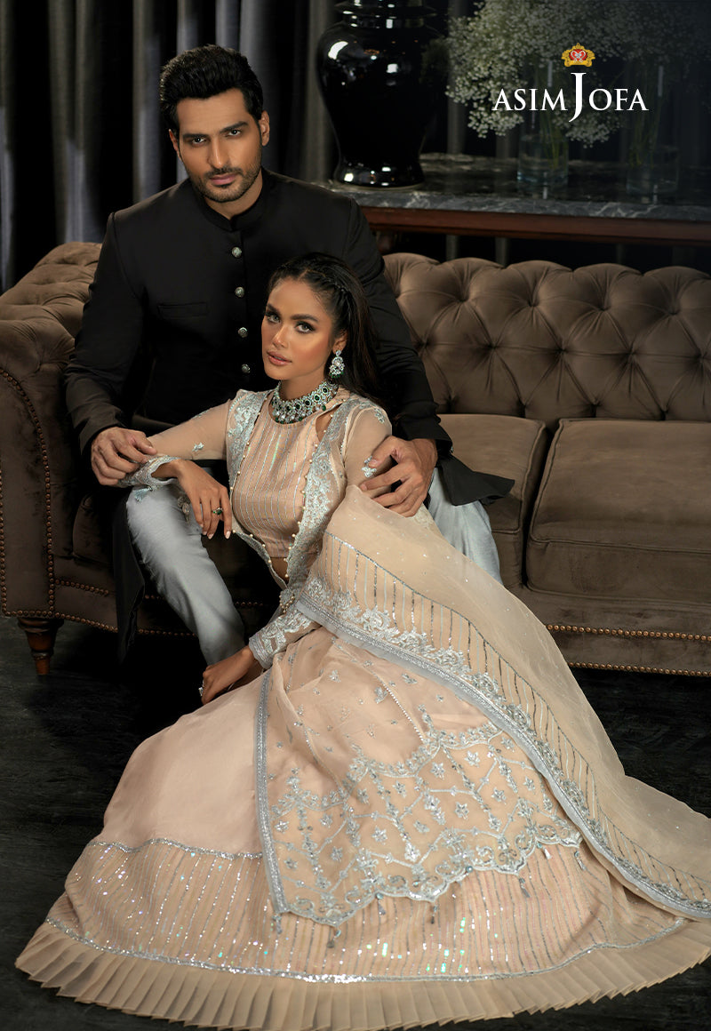 Pakistani Buff Pink Embroidered Organza Kalidaar Dress (3-Piece) - Image 5