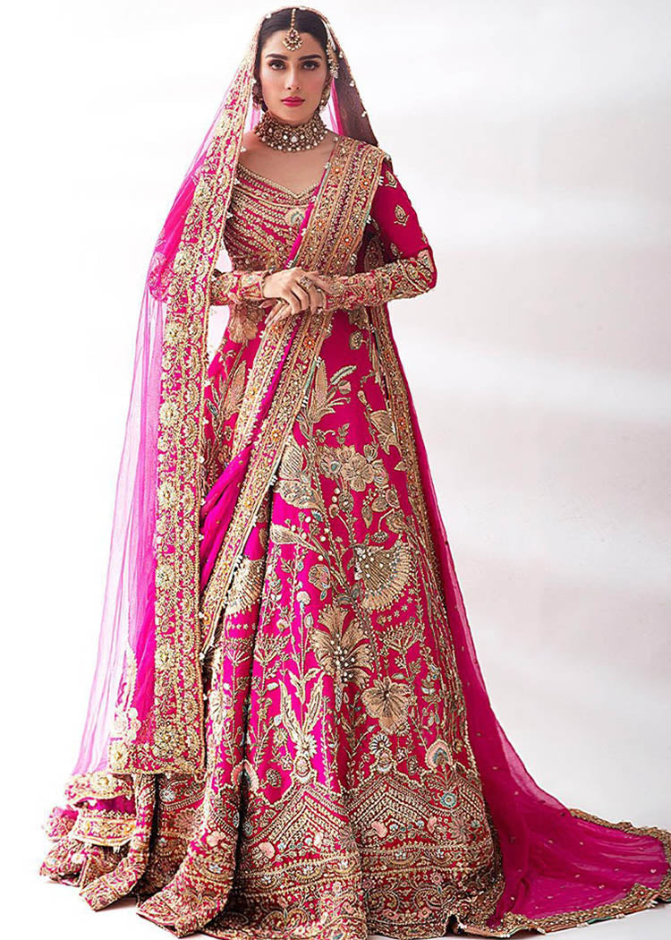 Hot Pink Embroidered Raw Silk Lehenga Choli (3-Piece) - Image 3