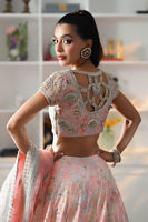 Tea Pink Embellished Raw Silk Lehenga Choli (3-Piece) - Image 10