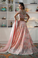 Tea Pink Embellished Raw Silk Lehenga Choli (3-Piece) - Image 4