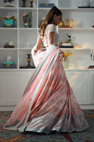 Tea Pink Embellished Raw Silk Lehenga Choli (3-Piece) - Image 8