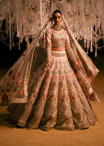 Blush Pink Embellished Raw Silk Lehenga Choli (3-Piece) - Image 1