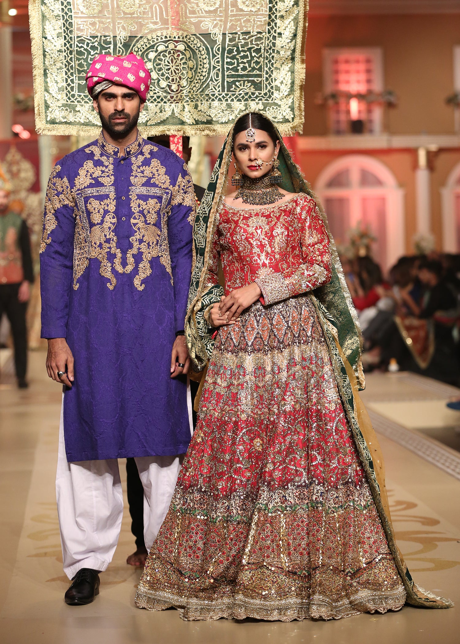 Pink Embroidered Raw Silk Bridal Lehenga Choli (3-Piece) - Image 1