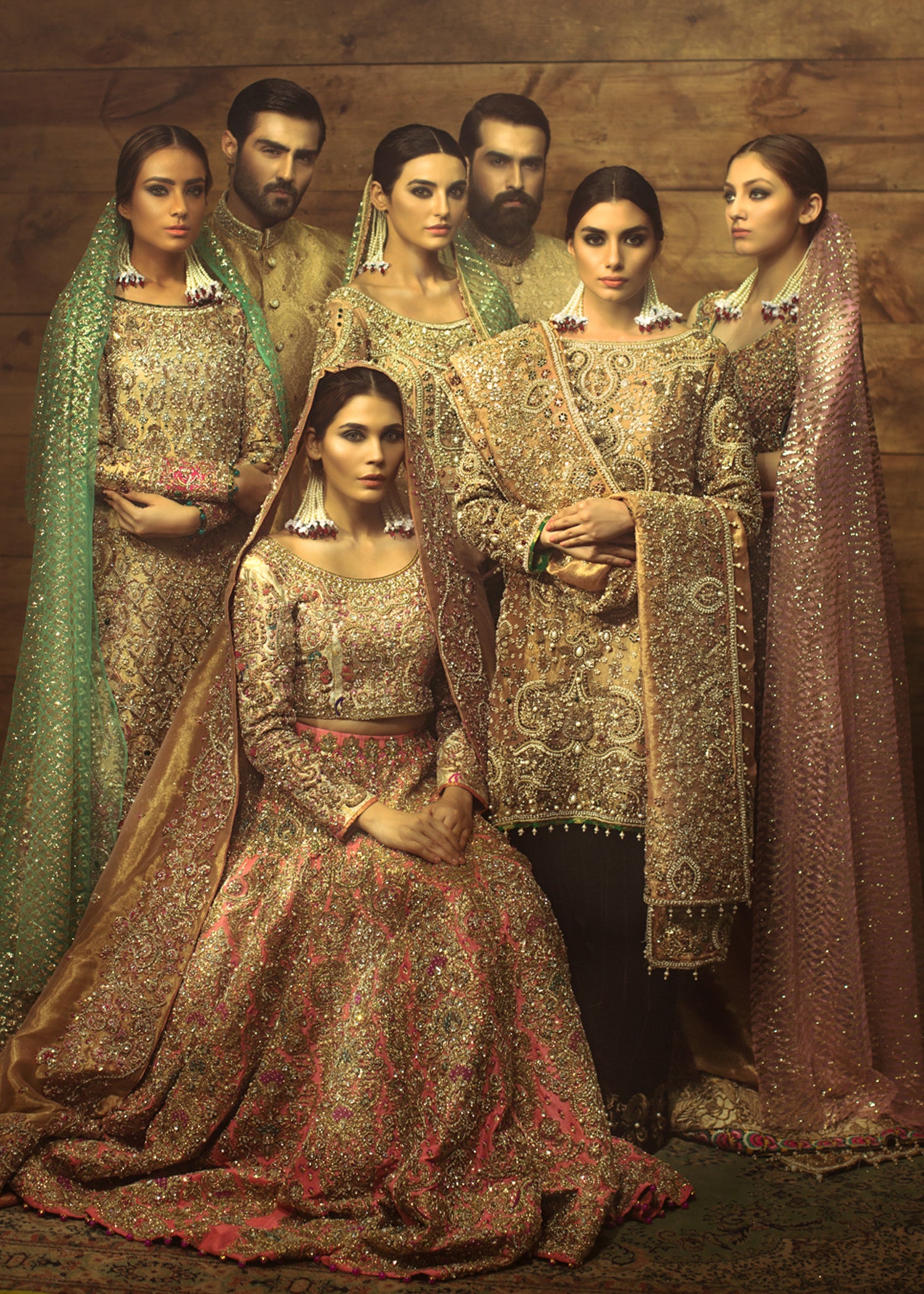 Peach Embroidered Raw Silk Lehenga Choli (3-Piece) - Image 1