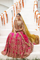 Shocking Pink Zardozi Raw Silk Lehenga (3-Piece) - Image 8