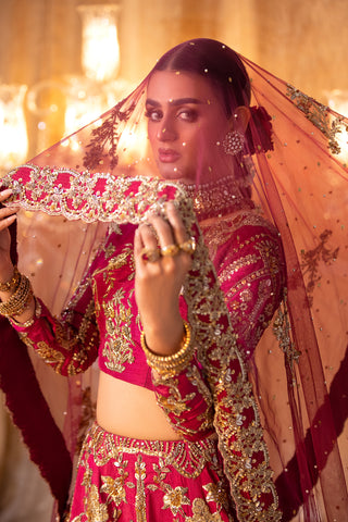 Shocking Pink Zardozi Raw Silk Lehenga Choli (3-Piece) - Image 12