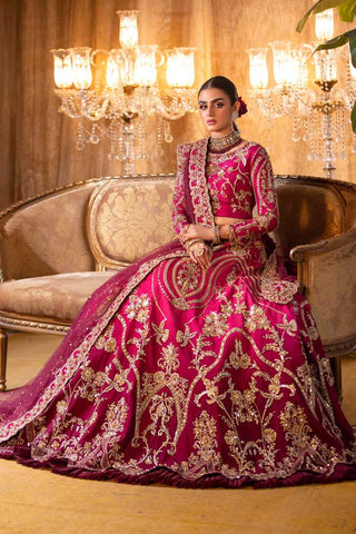 Shocking Pink Zardozi Raw Silk Lehenga Choli (3-Piece) - Image 3