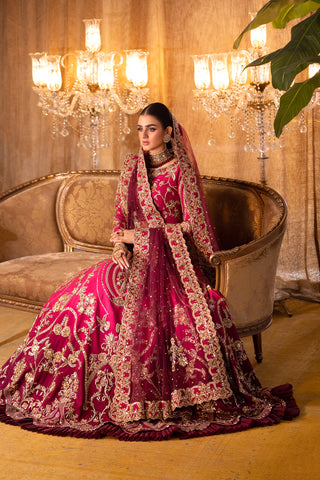 Shocking Pink Zardozi Raw Silk Lehenga Choli (3-Piece) - Image 5